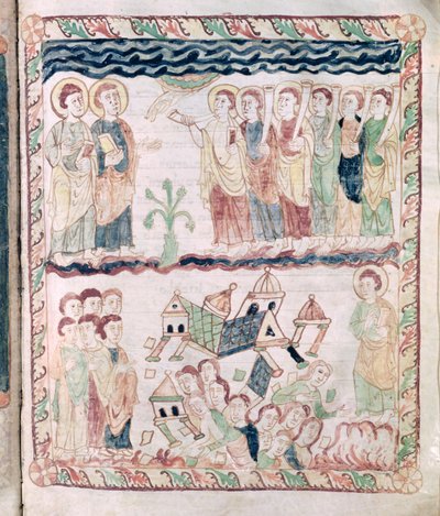 Ms 386 fol.25r Angels with Trumpets and the Earth Shaking, St. Johnin Apokalypsista tekijältä French School
