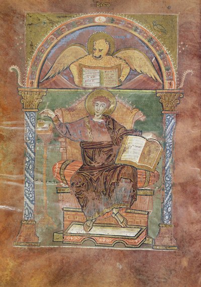 Ms 4 fol.66v St. Mark, St. Riquierin evankeliumista, n. 800 tekijältä French School