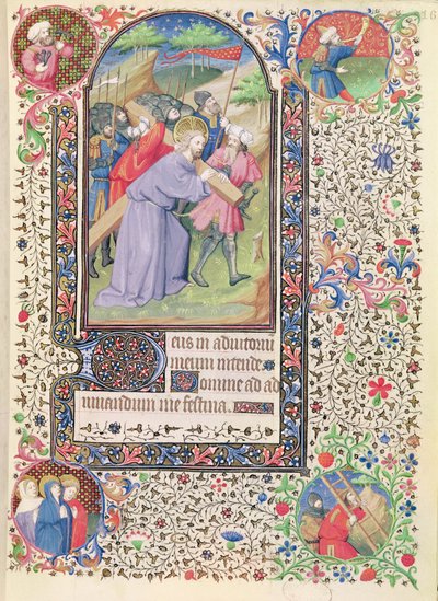 Ms 547 fol.16 Ristin asemat, Poitiersin naisen käyttämästä Tuntikirjasta tekijältä French School