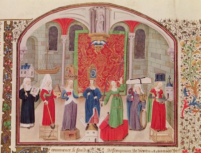 Ms 927 Fol.17v Teologiset ja kardinaaliset hyveet, Aristoteleen (384-322 eKr.) teoksesta Etiikka, politiikka ja taloustiede tekijältä French School