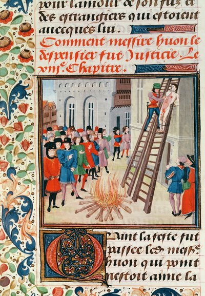 Ms Fr 2643 fol.11 Hugh Despenserin teloitus, Froissarts Chronicle tekijältä French School