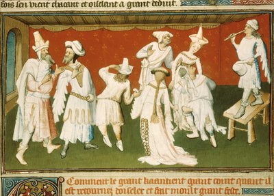 Ms Fr 2810, Suuren kaanin tarjoama juhla Khanbaliqissa, pienoiskuva Marco Polon ja Rustichellon kirjasta "Livre des merveilles du monde" (Maailman ihmeitä koskeva kirja), noin 1410-12 (tempera pergamentilla). tekijältä French School