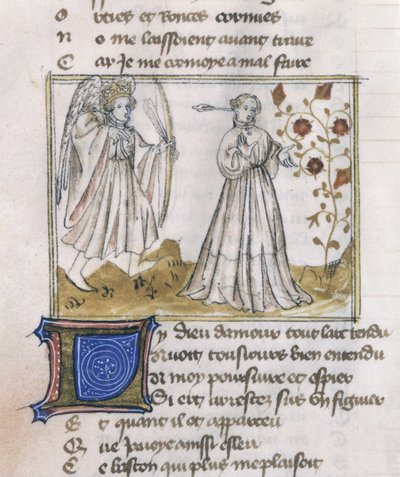 Ms Fr 805 fol.13v Kuvitus Le Roman de la Rosesta tekijältä French School