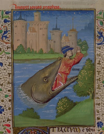 Ms H 7 f.111r Jonah and the Whale, Jean XXII:n Raamatusta tekijältä French School