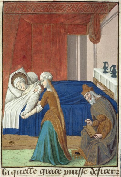 Ms Hunter 36 f.31v Johannes Kastajan syntymä, Vita Christi, Ludolf Sachsen, n. 1300-7778 tekijältä French School