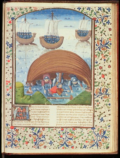 Ms Hunter 371 f.147r Seleucuksen kohtalo, elokuvasta The Fall of Princes, kirjoittanut Giovanni Boccaccio (1313-75) 1467 tekijältä French School