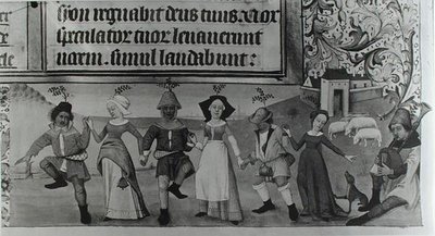 Ms Lat 1173 f.20 Pastoraalitanssi, Charles dAngoulemen tunteista, n. 1480 tekijältä French School