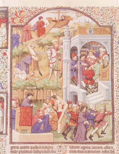 Ms Lat 17294 Fol.515v Kohtauksia Pyhän Jaakob Suuren (d.44) elämästä Bedfordin herttuan breviaarista, n. 1424-35 tekijältä French School