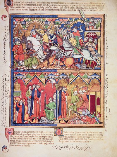 Ms M 638 fol.10r Joshua, Morgan Picture Biblesta, n. 1244-54 tekijältä French School