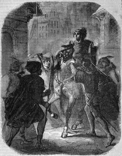 Louis I of Valois, Orleansin herttua (1372 - 1407) murhaa Old Rue du Temple, Jean Sans Ppeur - Histoire de France"" kirjoittanut L.-P. Anquetil tekijältä French School