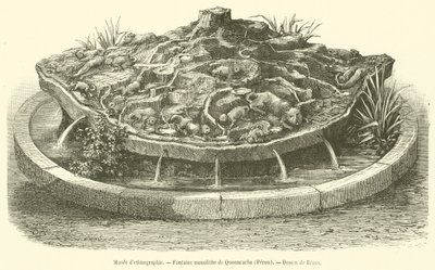 Etnografinen museo, Quonncacha Monolith Fountain, Peru (kaiverrus) tekijältä French School