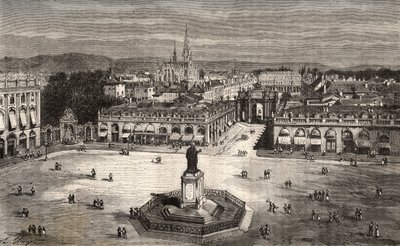 Nancy - Meurthe-et-Moselle - kaiverrus V.A. Malt-Brownin kirjaan "La France illustrée: maantiede, historia, tilastohallinto". 1884 tekijältä French School