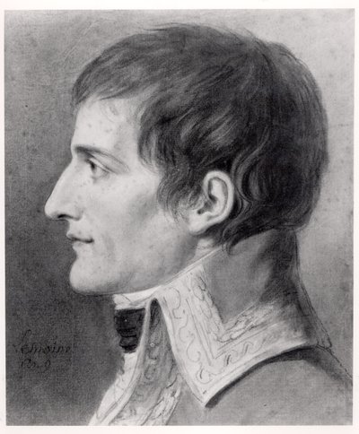 Napoleon Bonaparte (1769-1821) ensimmäinen konsuli (hiili paperilla) tekijältä French School