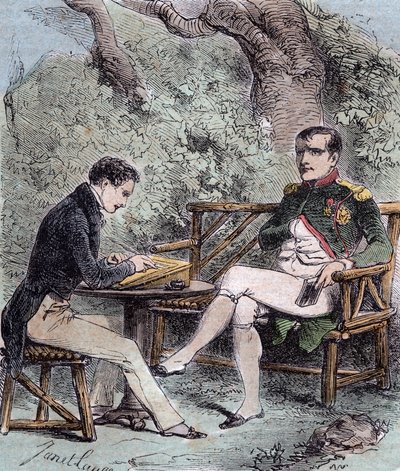 Napoleon a Sainte-Helene - Napoleon sanelee muistelmansa Emmanuel Pons de Las Casesille (1800-1854), Emmanuel de las Casesin pojalle, - Emmanuel de las Casesilta, Napoleon, Memorial de Sainte-Helene tekijältä French School