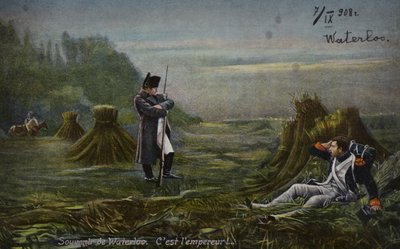 Napoleon Waterloossa (värilitografia) tekijältä French School