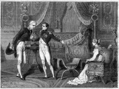 Napoleon, hänen vaimonsa Marie-Louise ja prinssi Metternich puhuvat tekijältä French School