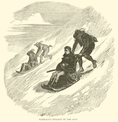 Napoleonin laskeutuminen Alpeille (kaiverrus) tekijältä French School