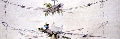 Nautical Cartouche Design papukaijalla, n.1800 (akvarelli paperille) tekijältä French School