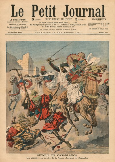 Malapit sa Casablanca, ang mga goumier na naniningil sa mga Moroccan, ilustrasyon mula sa 