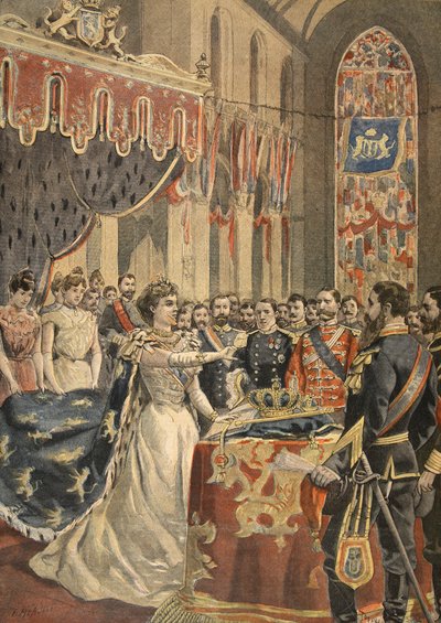 Kuningatar Wilhelminan perustuslain vala, kuva Le Petit Journalista: Supplement illustre, 1898 tekijältä French School