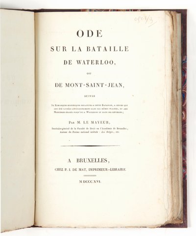 "Oodi Waterloon taistelusta", Adrien-Jacques-Joseph Le Mayeur tekijältä French School