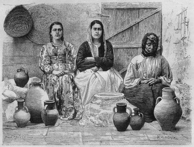 Öljykauppiaita Jerusalemissa Syyriasta tänään. Matkustaa Foinikiassa, Libanonissa ja Juudeassa. Louis Charles Emile Lortetin 1875-1880, 1884 (bw-kaiverrus) tekijältä French School
