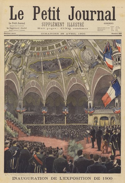 Exposition Universelle of 1900 -näyttelyn avajaiset Pariisissa (värilitho) tekijältä French School