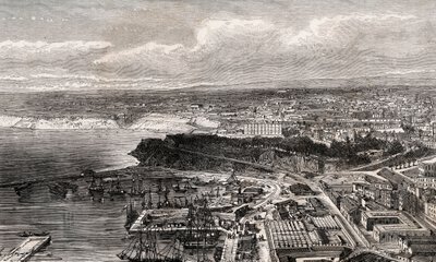 Oran - Algerie - kaiverrus "" La France illustree: maantiede, historia, tilastohallinto"" V.A. Maltaanruskea. 1884 tekijältä French School