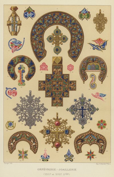 Hopeasepäntyö-korut (1500- ja 1600-luvuilla) (chromolitho) tekijältä French School