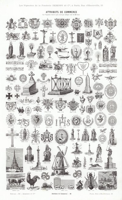 Sivu typografisista vinjeteistä (kaiverrus) tekijältä French School