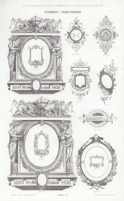 Sivu typografisista vinjeteistä (kaiverrus) tekijältä French School