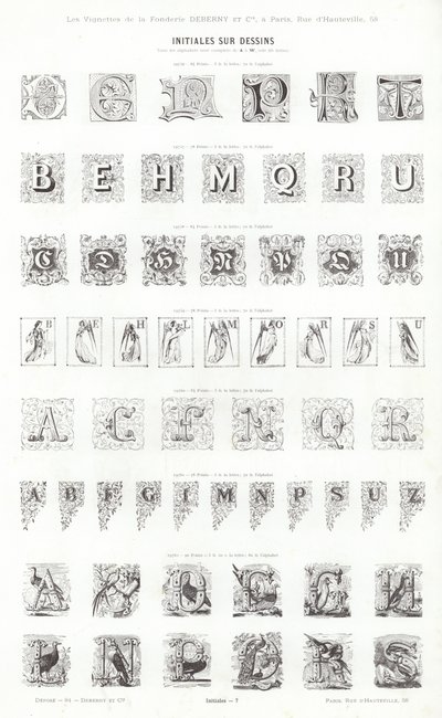 Sivu typografisista vinjeteistä (kaiverrus) tekijältä French School