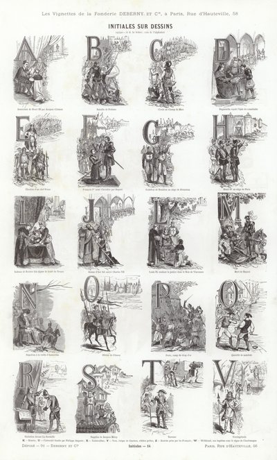 Sivu typografisista vinjeteistä (kaiverrus) tekijältä French School