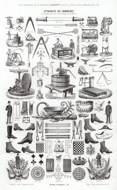 Sivu typografisista vinjeteistä (kaiverrus) tekijältä French School
