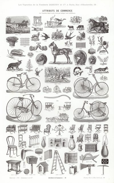 Sivu typografisista vinjeteistä (kaiverrus) tekijältä French School