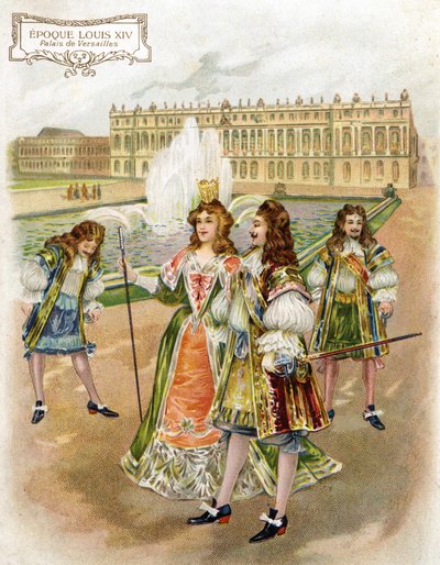 Versaillesin palatsi Ludvig XIV:n aikaan. tekijältä French School