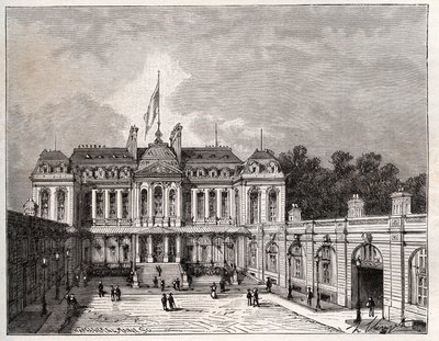 Elyseen palatsi Pariisissa - V.A. Malt-Brownin kaiverrus "La France illustrée: maantiede, historia, tilastohallinto". 1884 tekijältä French School