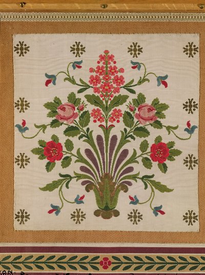 Silkkipaneeli, jossa kukkakimppu Pernonista, Lyonista (silkki) tekijältä French School