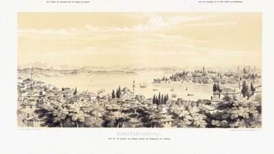 Panoraama Konstantinopolin kahdesta näköalasta Buyukdereen tekijältä French School