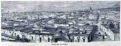 Panorama Puebla, Keski-Meksiko, The Ancient Cities of the New World, kirjoittanut Claude-Joseph-Desire Charnay, pubi. 1887 tekijältä French School