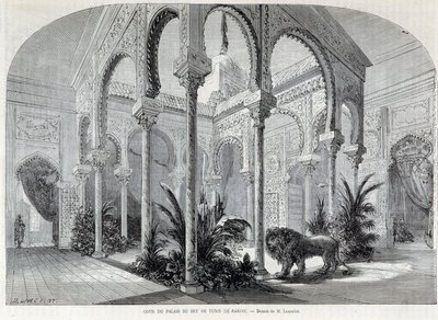 Parc de Montsouris: Palais du Beyn sisätilat Tunisiassa vuoden 1867 maailmannäyttelyssä. tekijältä French School