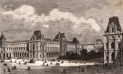 Paris Le Louvre - kaiverrus "La France illustree: maantiede, historia, hallintotilastot" V.A. Maltaanruskea. 1884 tekijältä French School