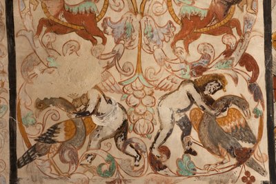Seurakuntakirkko (Solersin Neitsyt Marian kirkko). Sisustus. Laivat. Seinämaalauksia. Yksityiskohta. 16. vuosisata (?). tekijältä French School