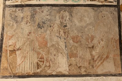 Seurakuntakirkko (Solersin Neitsyt Marian kirkko). Sisustus. Laivat. Seinämaalauksia. Yksityiskohta. 16. vuosisata (?). tekijältä French School