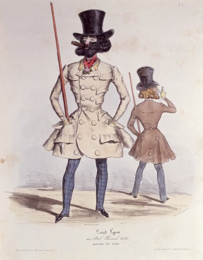 Parisian Dandies at the Bal Chicard, 1840 (väri litho) tekijältä French School