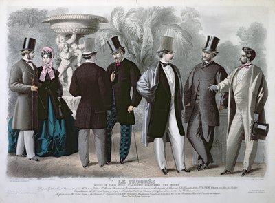 Pariisilainen muotilevy Le Progresille, kesäkuu 1864 (värikaiverrus) tekijältä French School
