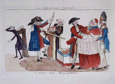 Isänmaalliset skannaukset: komissaarit ohittavat papiston lehdistössä saadakseen heidät laihtumaan, 1700-luvun loppu tekijältä French School