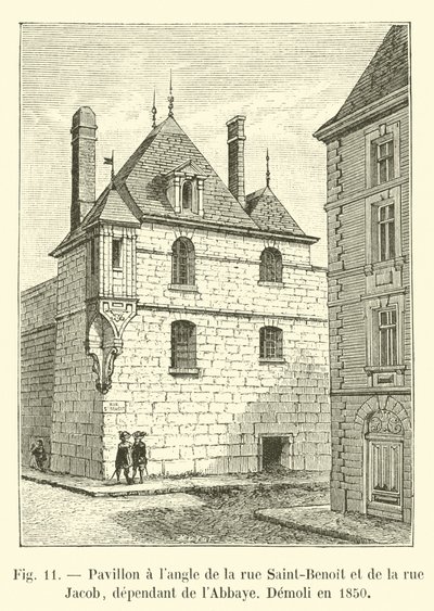 Rue Saint-Benoitin ja rue Jacobin kulmassa sijaitseva paviljonki, joka on riippuvainen luostarista, purettiin vuonna 1850 tekijältä French School