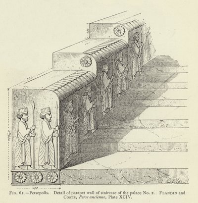 Persepolis, Yksityiskohta palatsin nro 2 portaiden suojaseinästä (kaiverrus) tekijältä French School