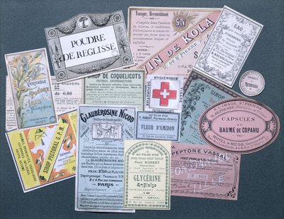 Pharmaceutical Labels, 1800-luvun loppu ja 1900-luvun alku tekijältä French School